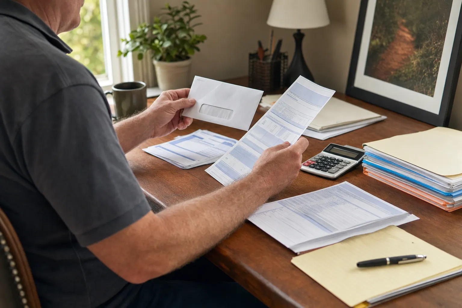 Tax specialist reviewing levy release documents at a desk