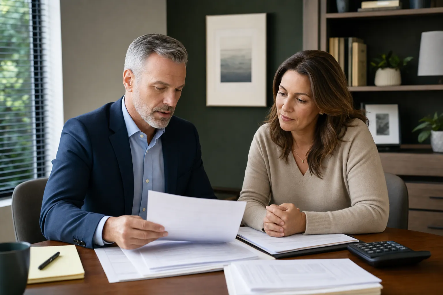 Tax advisor meeting with a client in a bright office